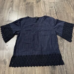 Banana Republic Navy Blue Women's Top size Xs striped